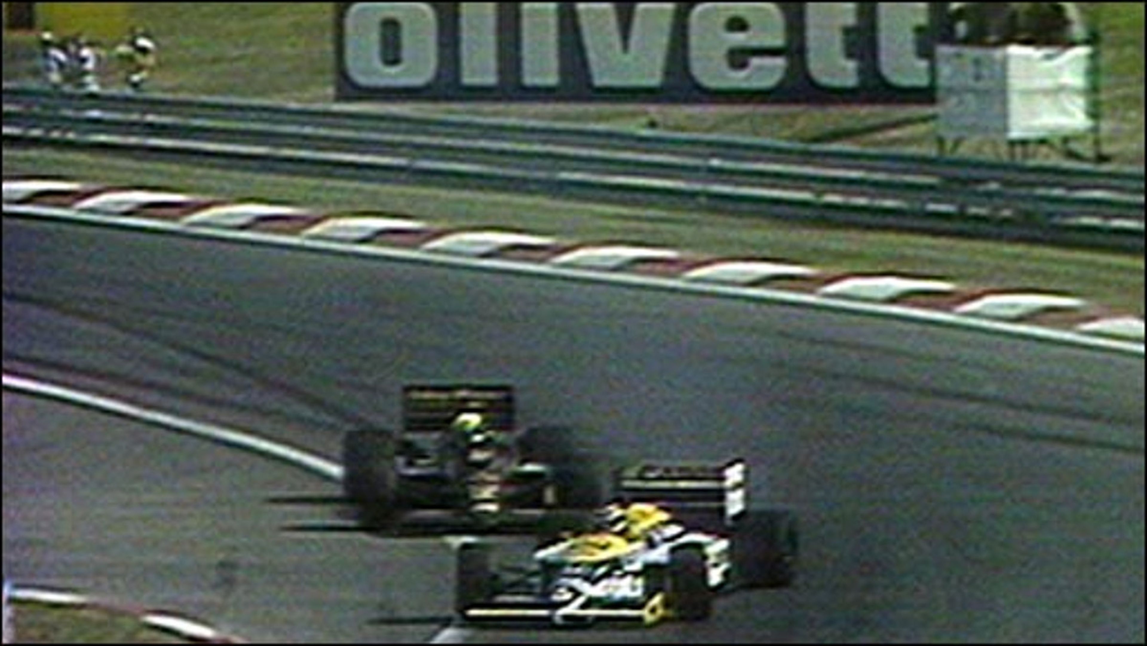 Adelantamiento de Piquet a Senna en el GP de Hungría 1986
