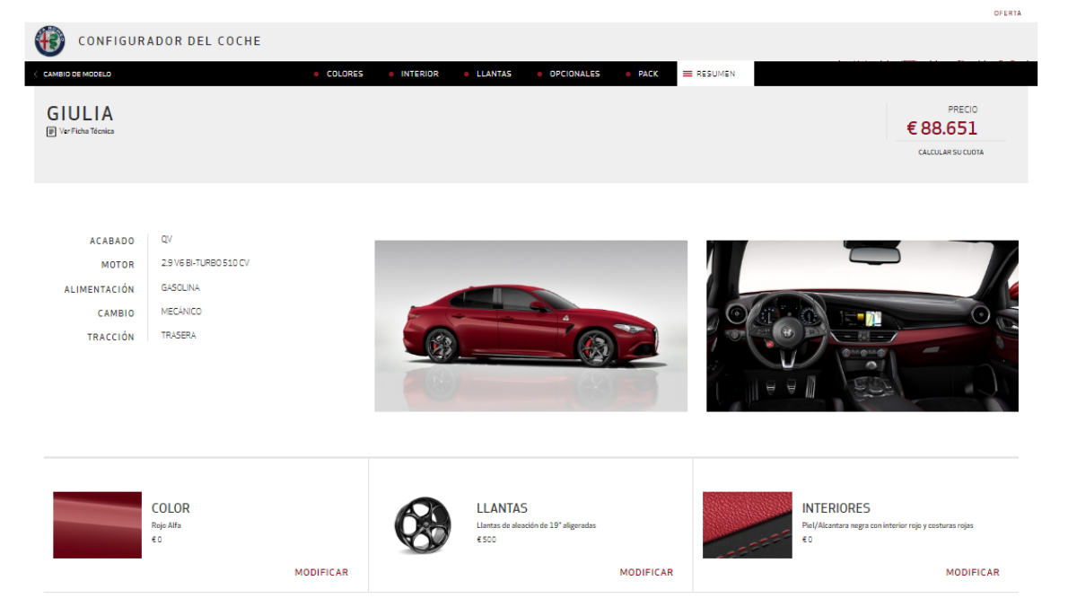 Configurador Alfa Romeo Giulia 2016 Configurador Alfa Romeo Giulia 2016
