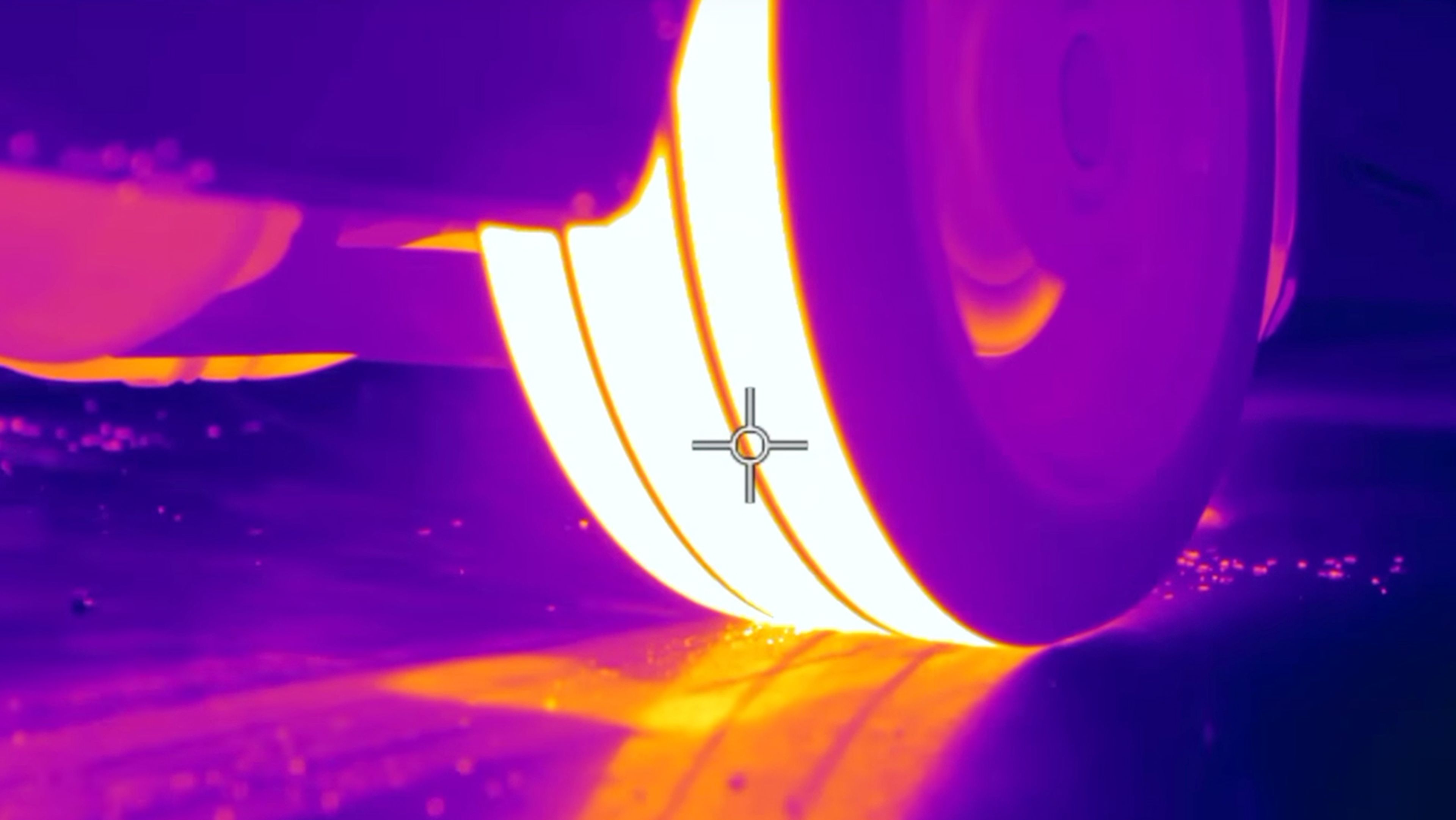 Una quemada de rueda a través de una cámara térmica