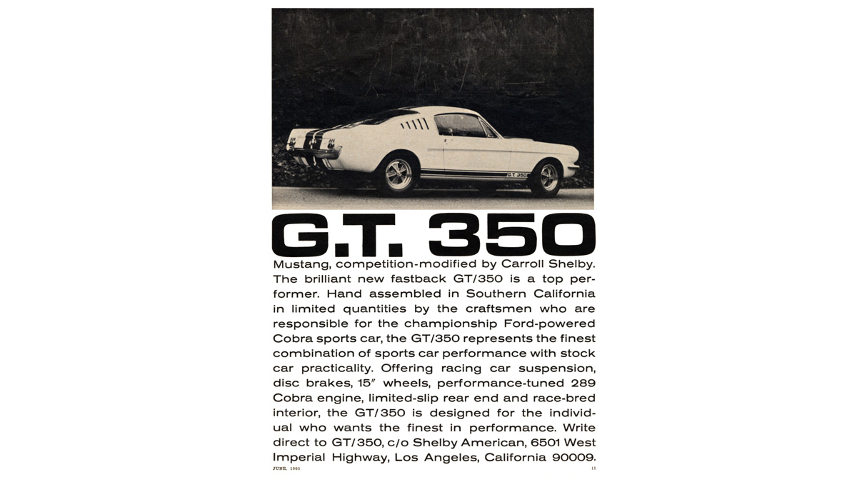 Anuncio Mustang GT 350 Anuncio Mustang GT 350