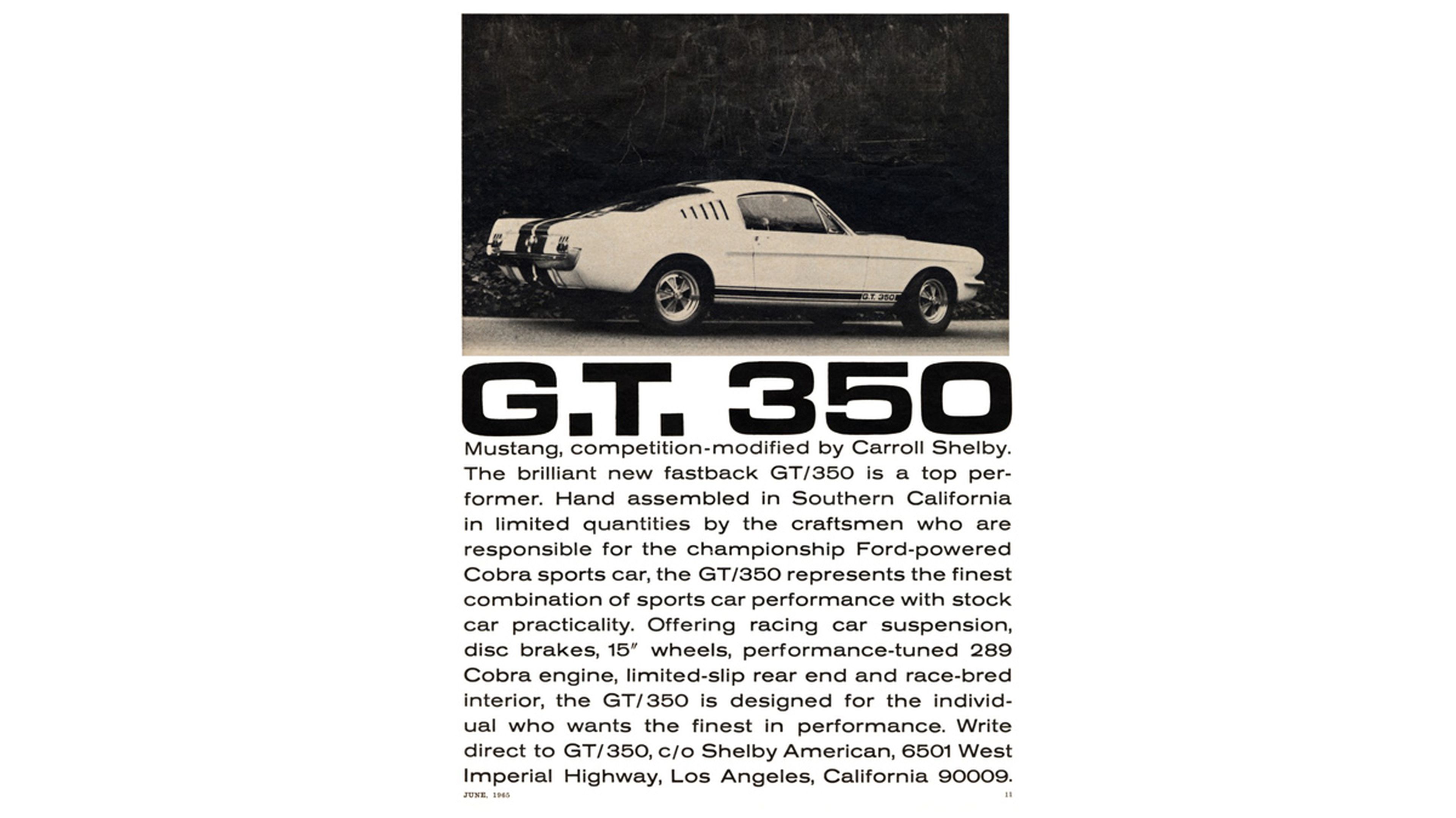 Anuncio Mustang GT 350