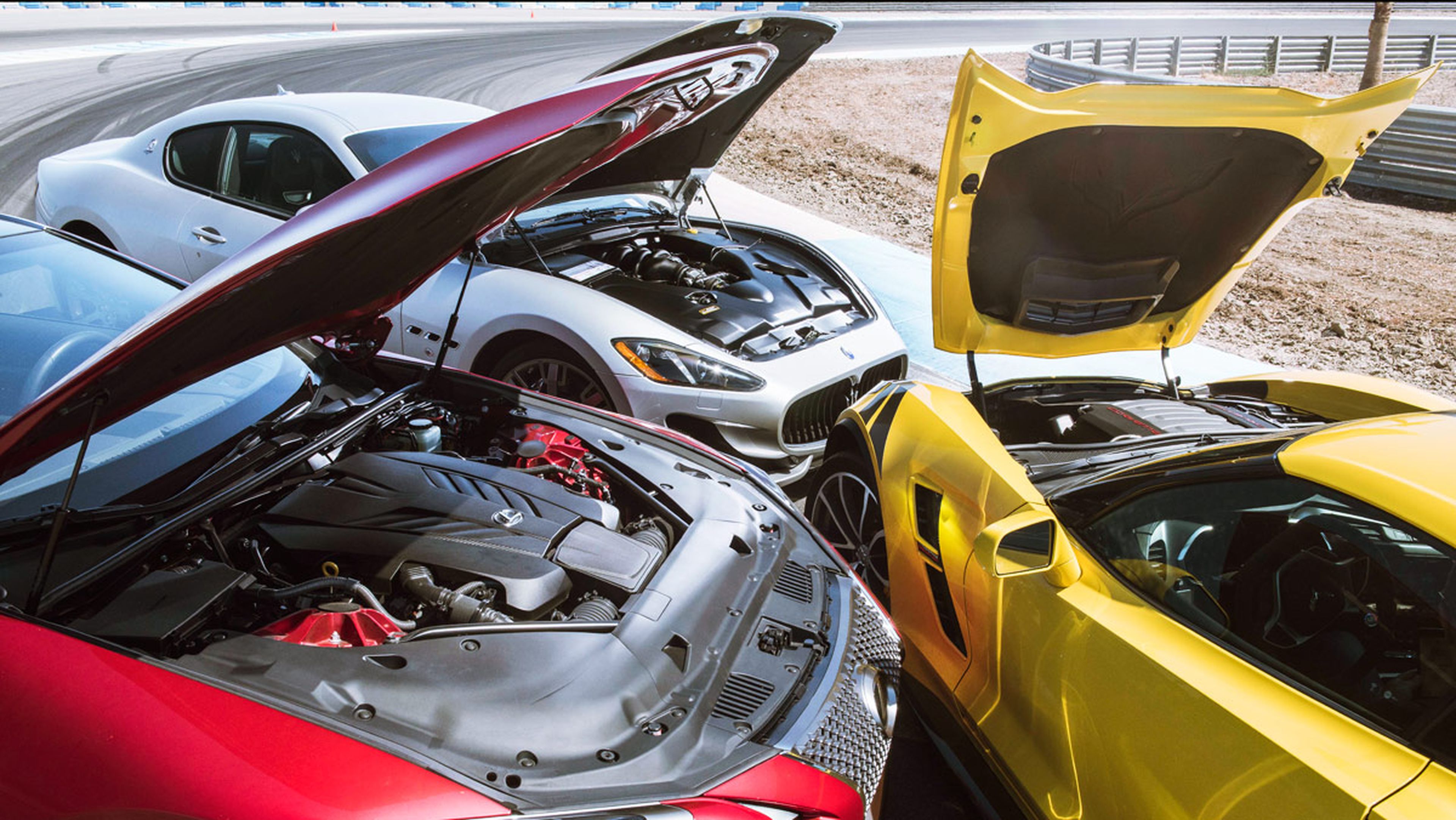 Comparativa Chevrolet Corvette Grand Sport, Maserati GranTurismo Sport y Lexus LC 500 (motores)