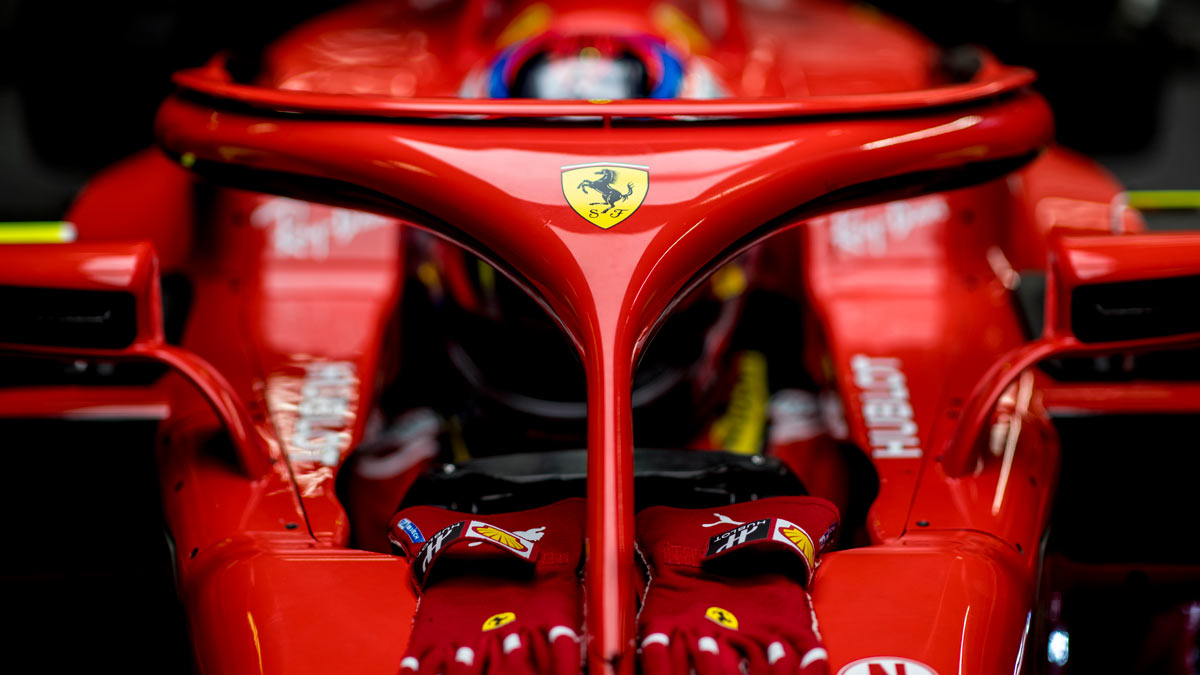 El Halo en el Ferrari de Fórmula 1 de Kimi Raikkonen El primer día de test de Ferrari en Barcelona 2018