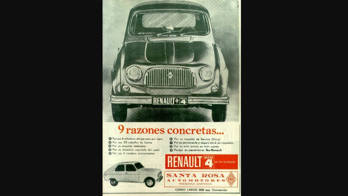 Propaganda Renault 4S Mini publicidad clasico antiguo cartel promocion uruguay historia antigua