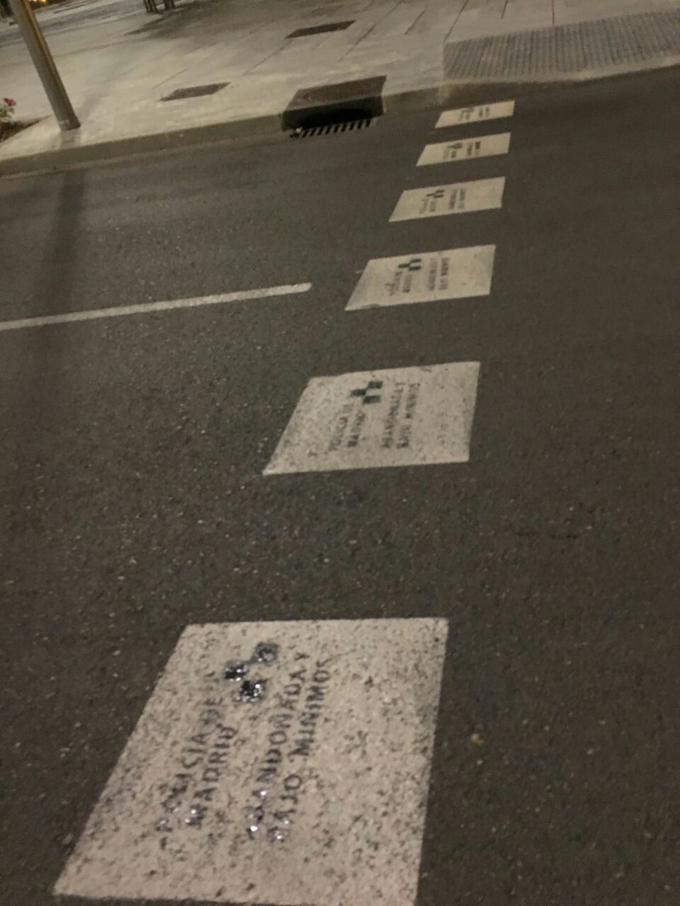 Pasos de cebra con pintadas de Policía Pasos de cebra con pintadas de Policía