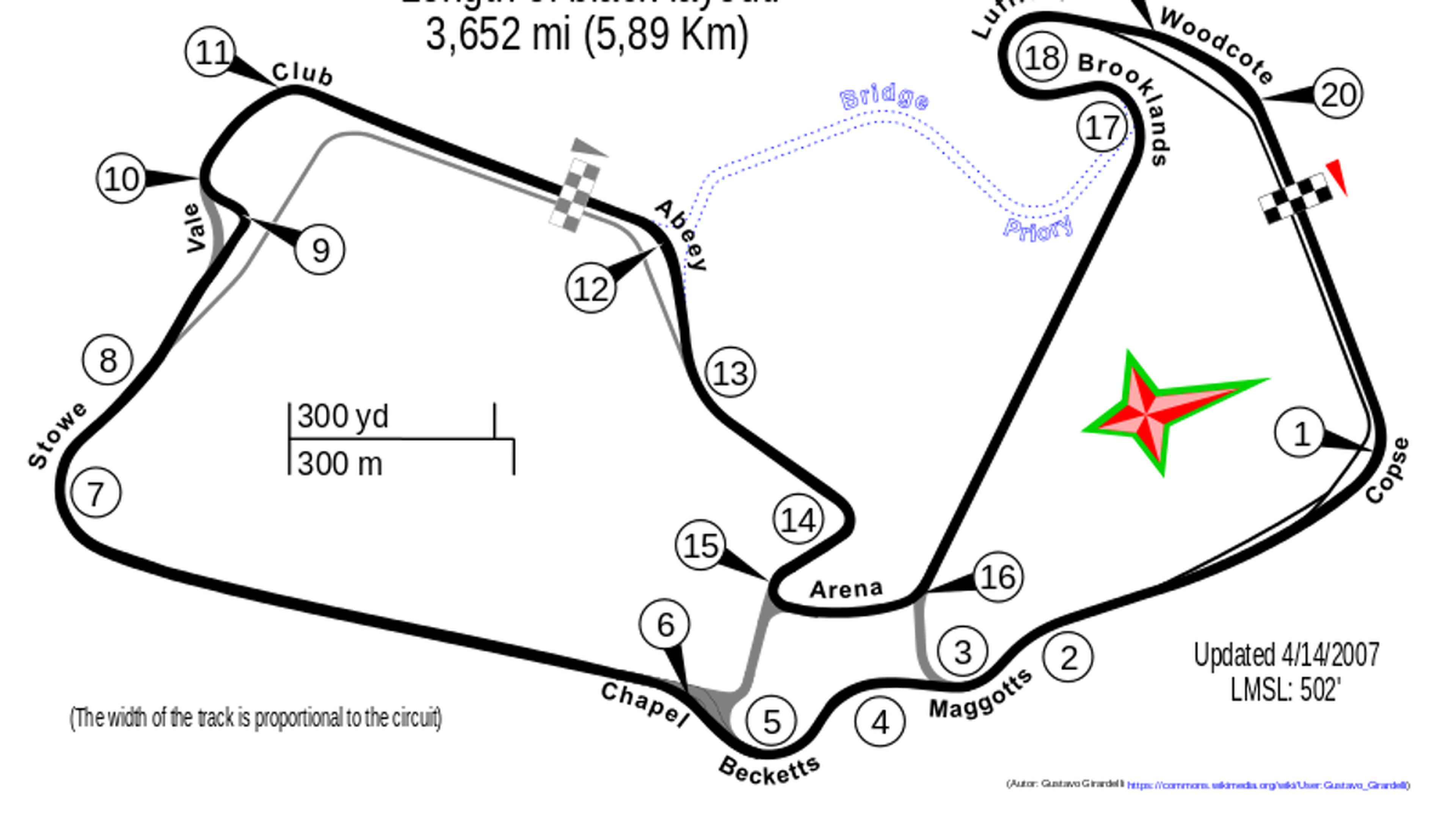 Datos del GP de Gran Bretaña F1 y de su circuito actual, Silverstone