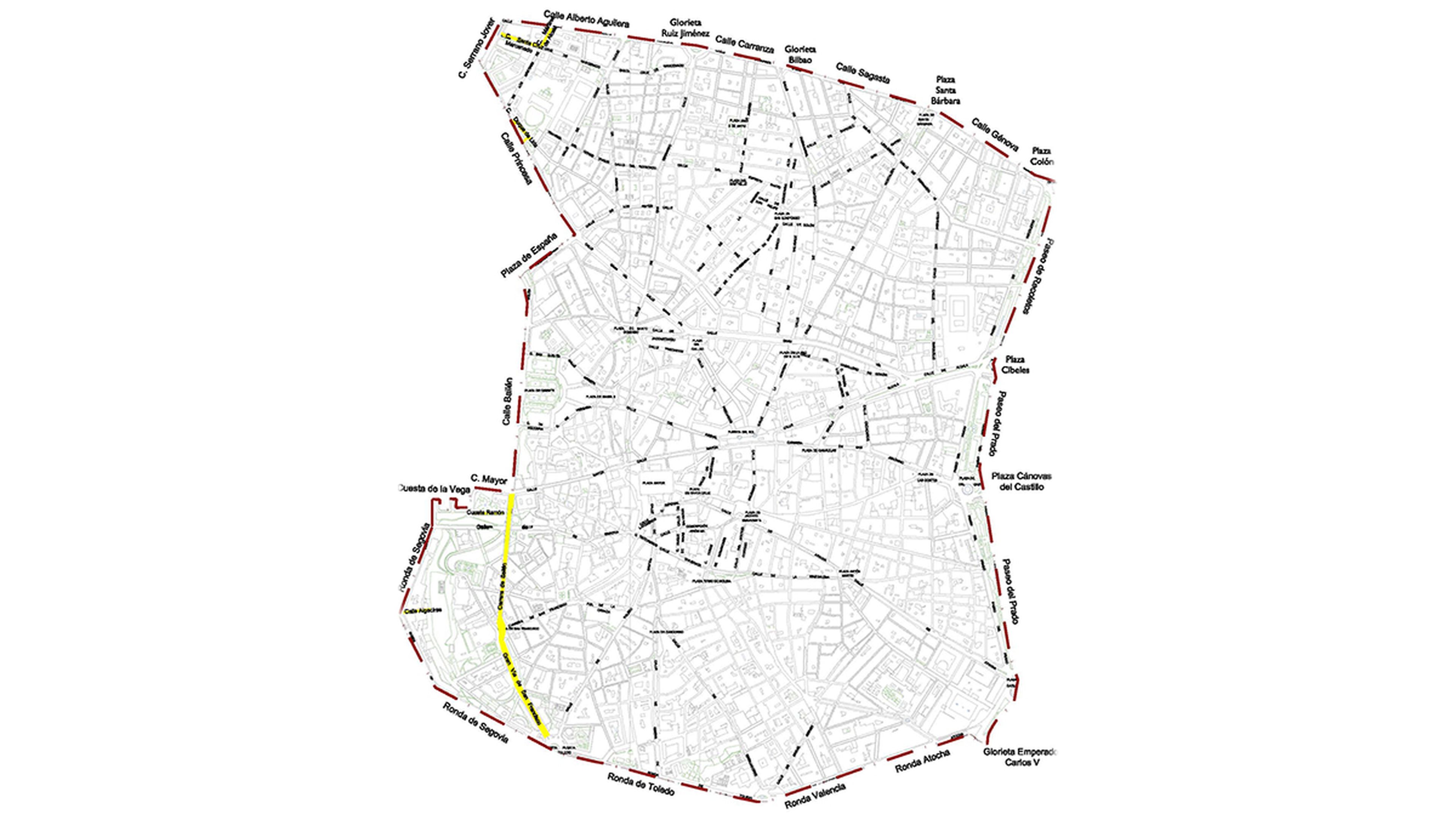 Mapa de la zona APR de Madrid con Madrid Central