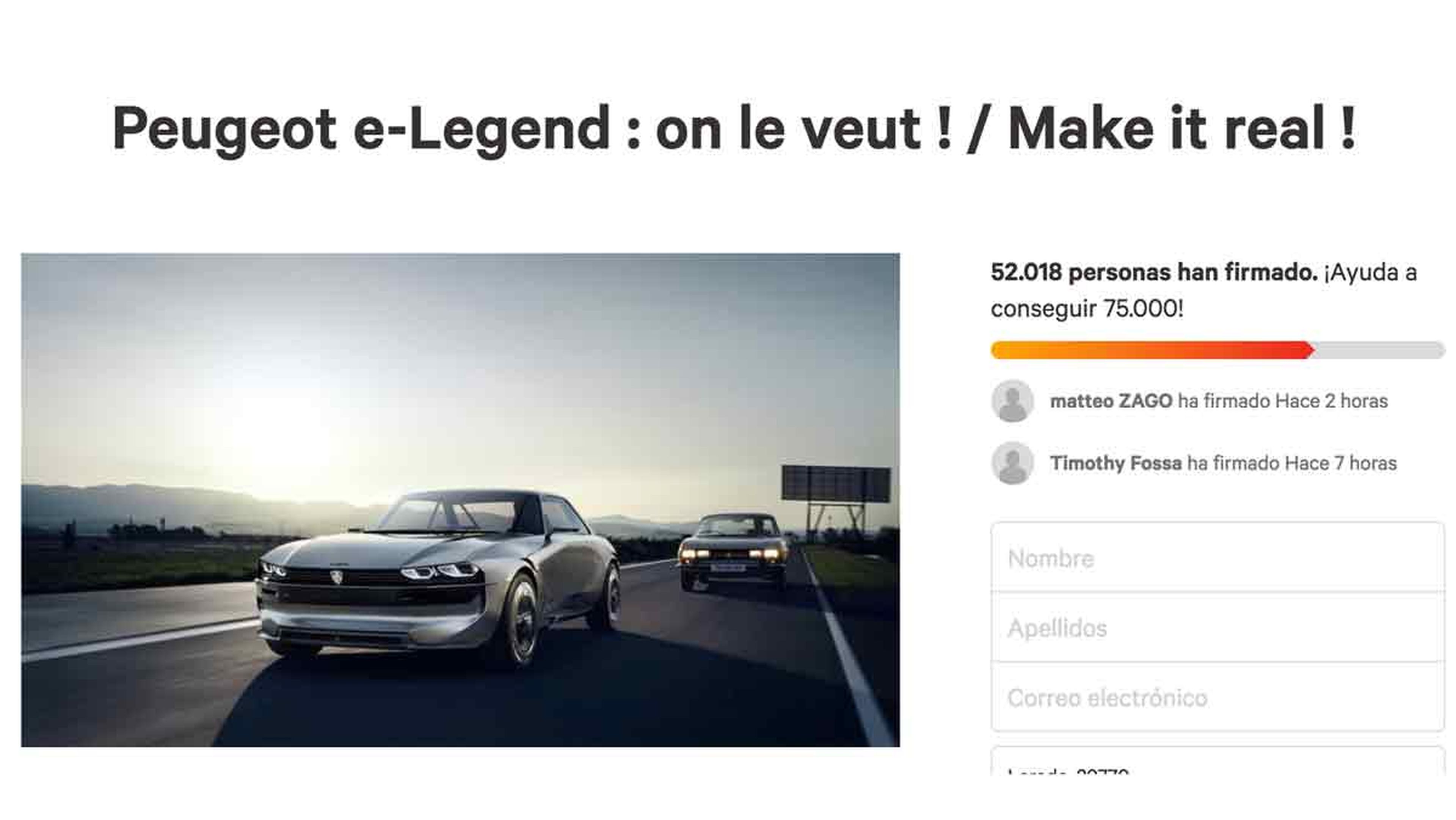 Petición Peugeot e-Legend