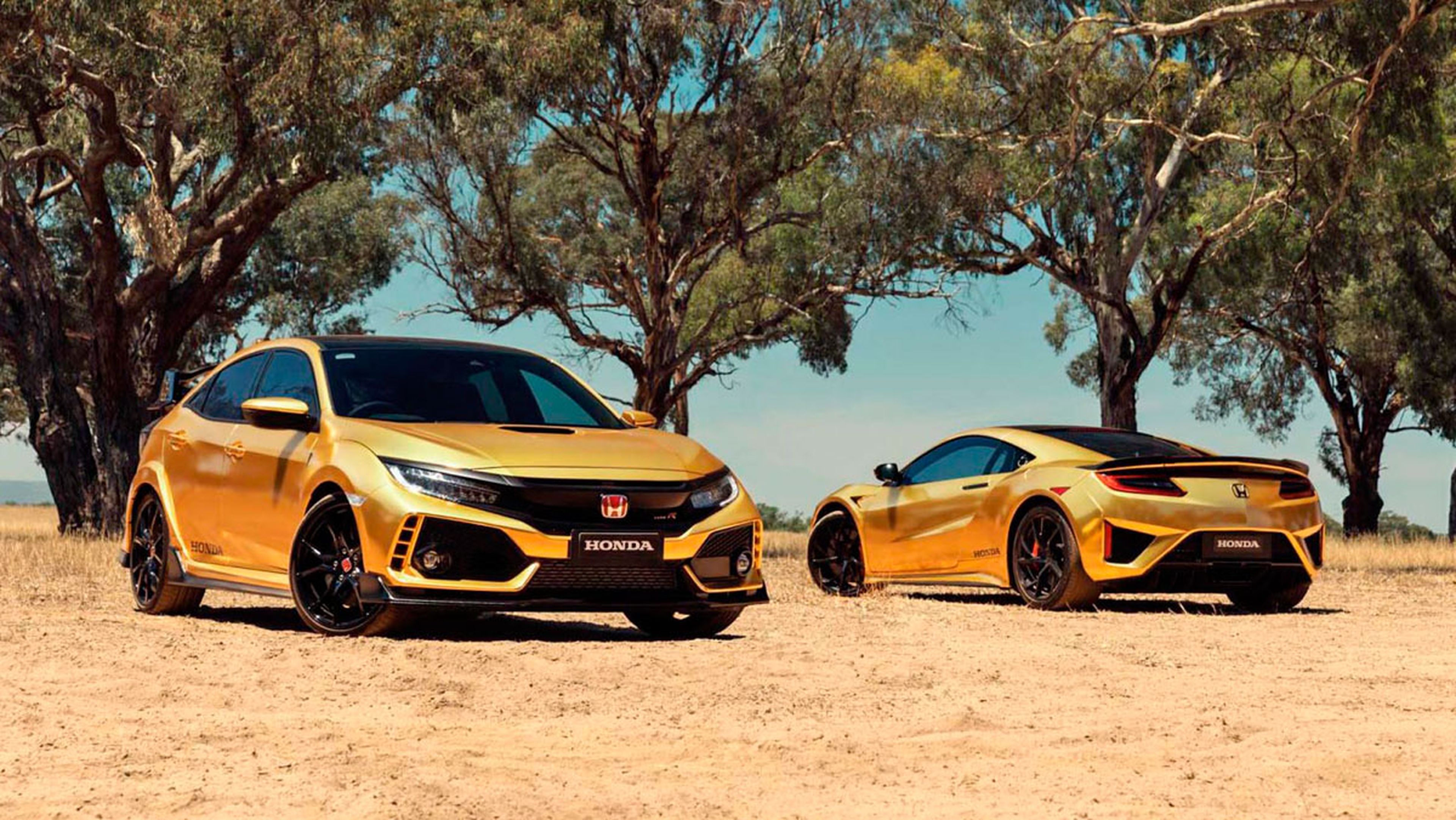 Honda Civic Type R y NSX dorados