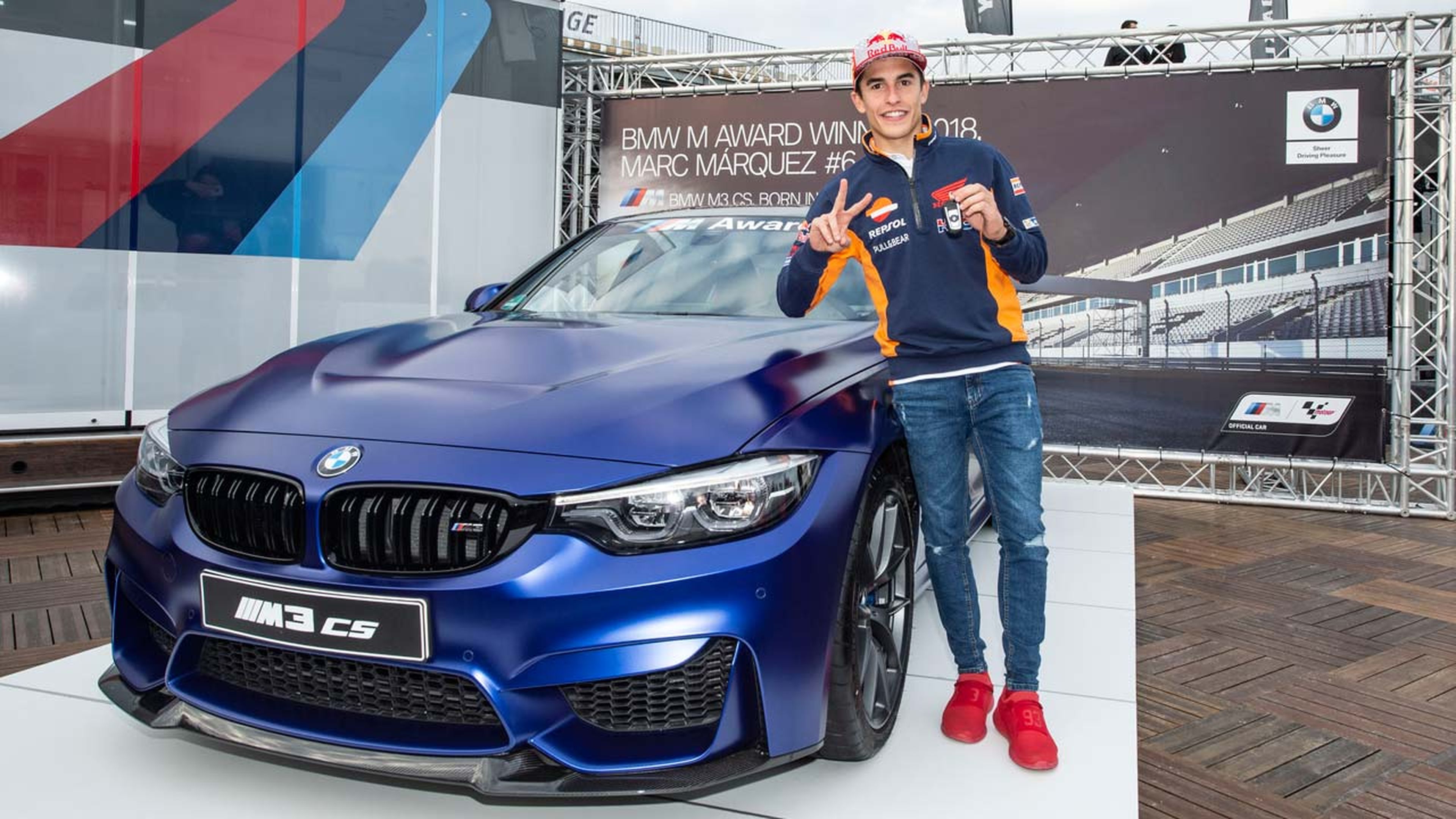 Marc Márquez con el BMW M3 CS que ganó