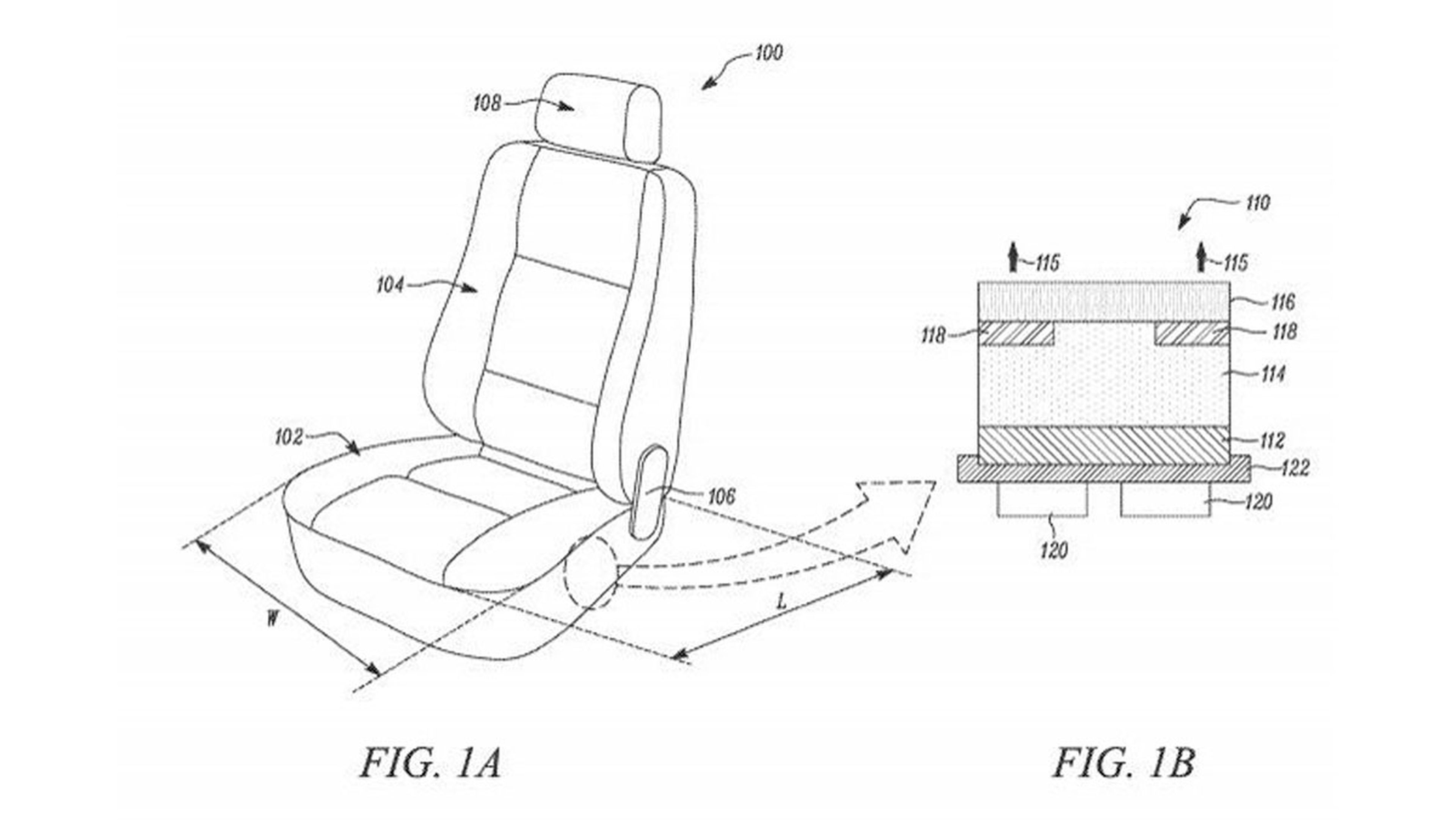 Patentes asientos Tesla calefactables