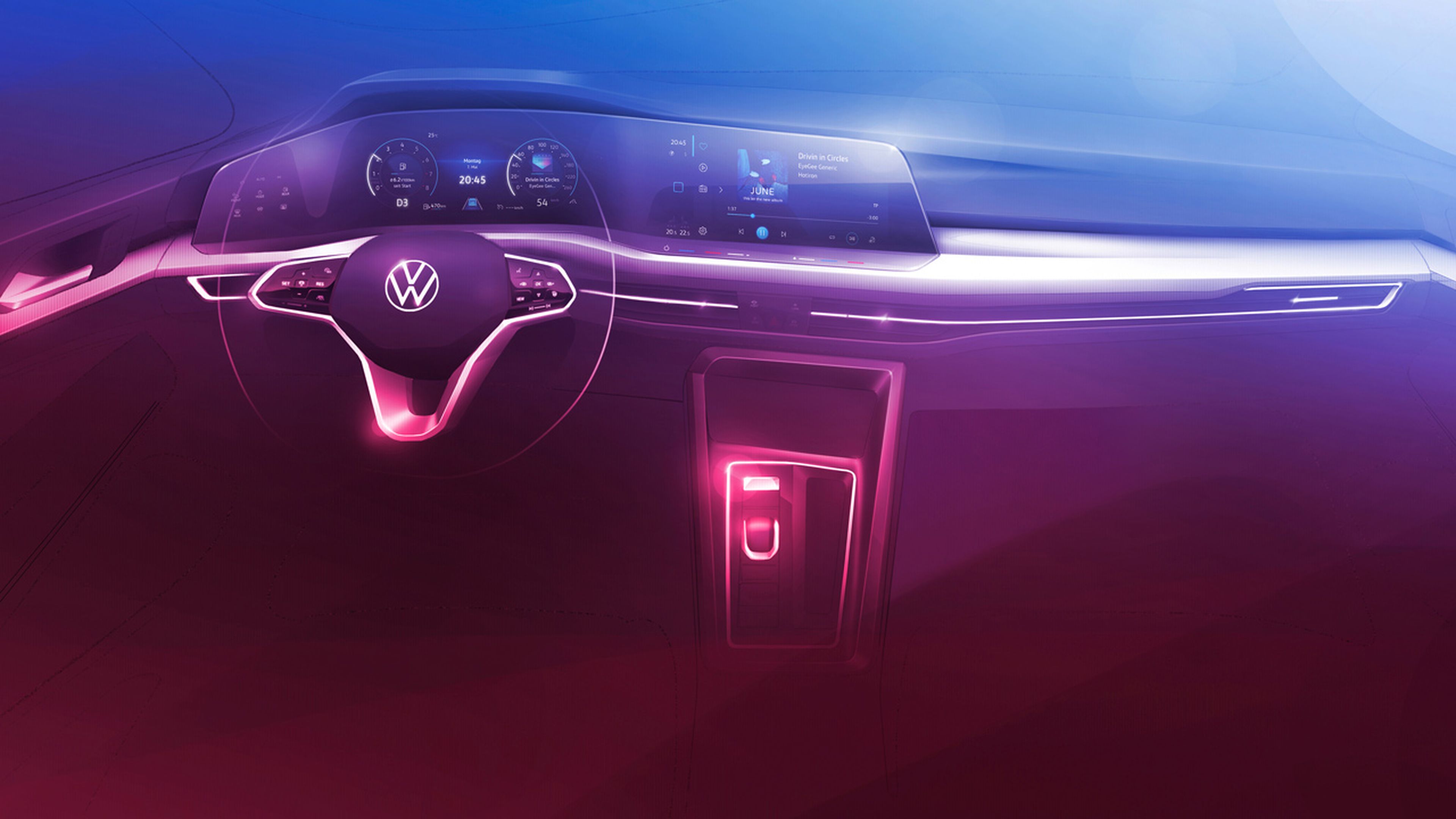 Teaser del interior del Volkswagen Golf 8 2020