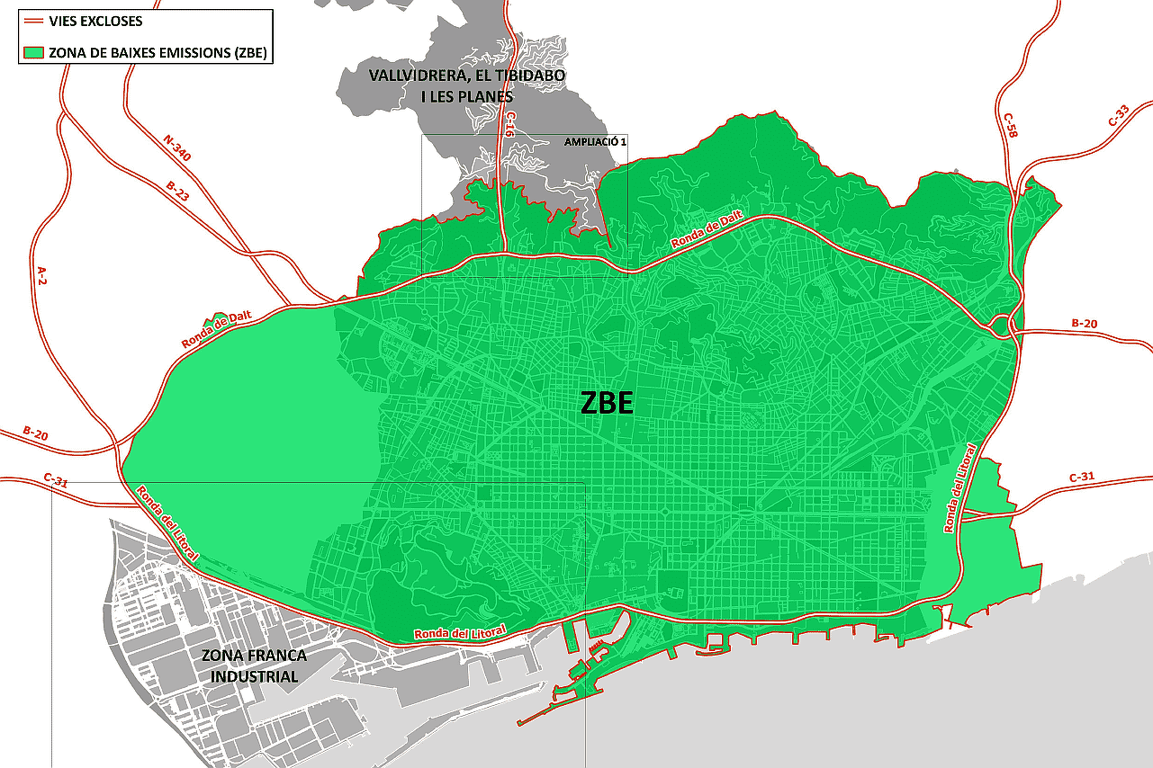 Mapa ZBE Barcelona