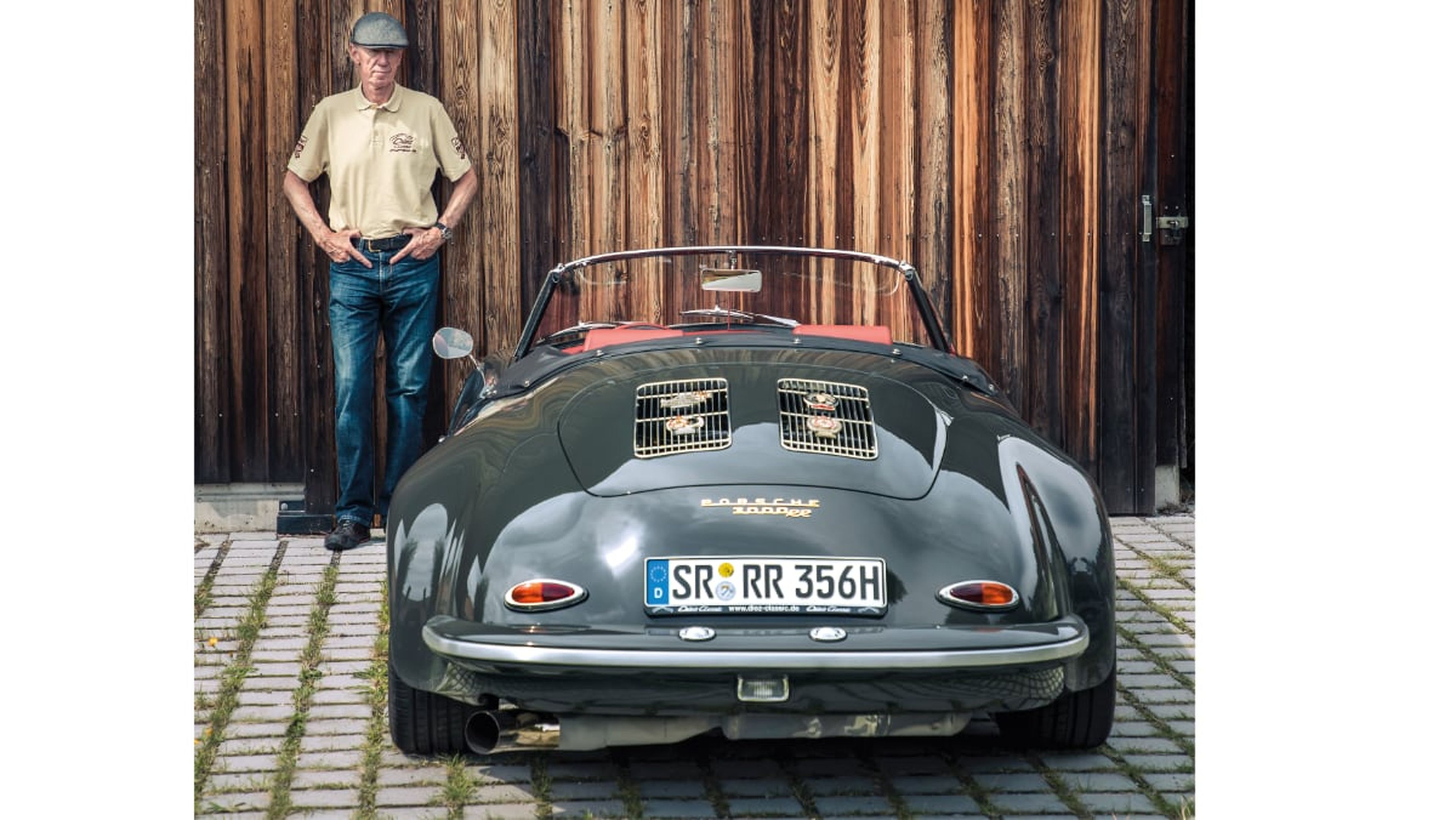 Walter Röhrl posa con el Porsche 3000 RR (Proyecto 356/930 en sus orígenes)