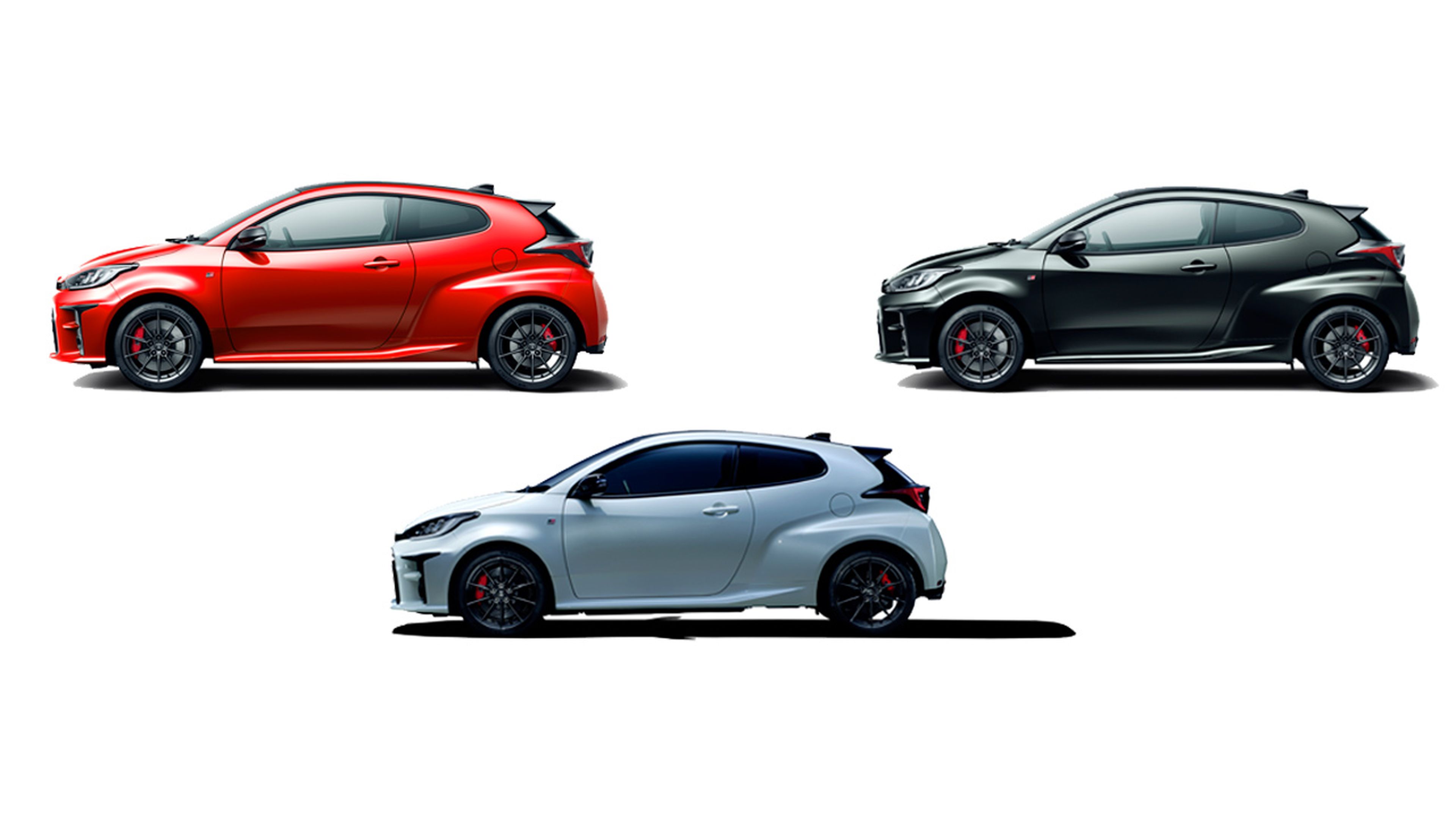 Los tres colores en los que está disponible en Toyota GR Yaris. Foto: Toyota