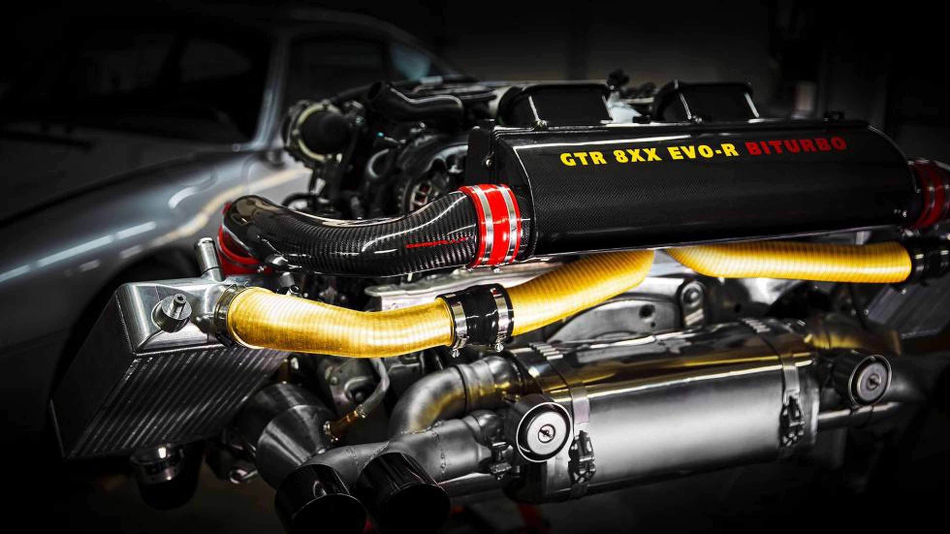Motor bóxer biturbo de 3,8 litros del Porsche 911 Gemballa GTR 8XX Evo-R.