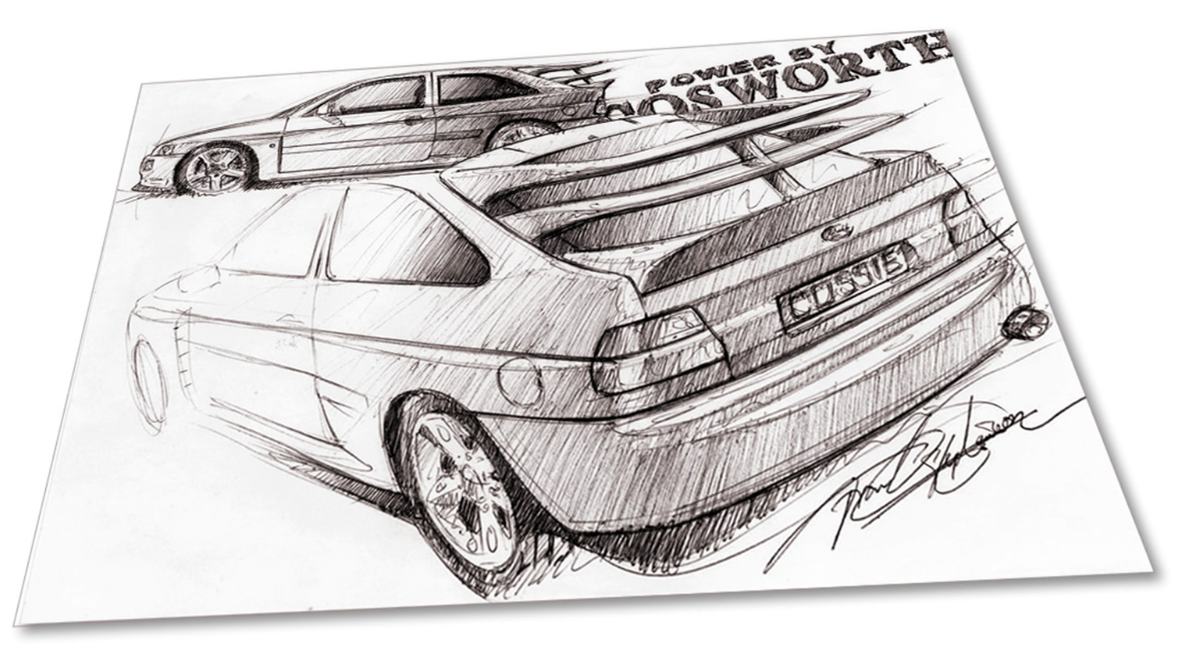 Bocetos de Frank Stephenson: Ford Escort Cosworth