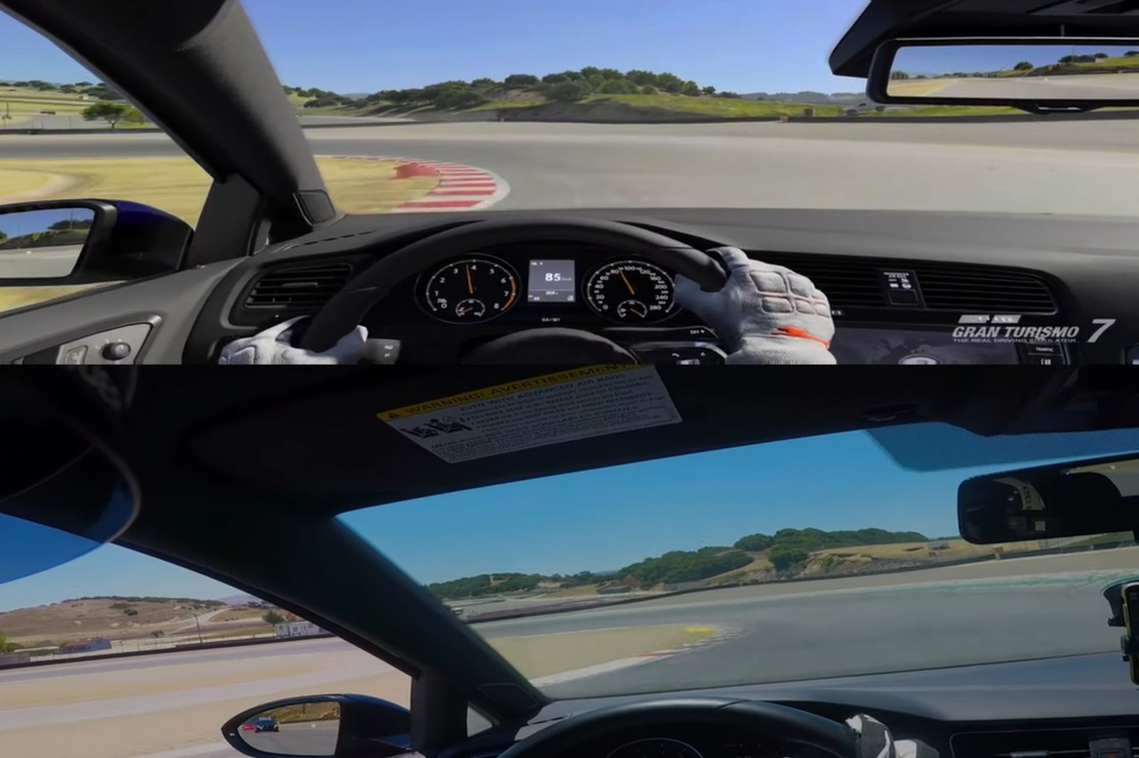 Gran Turismo 7 contra la vida real, vuelta a Laguna Seca en un Volkswagen Golf GTI