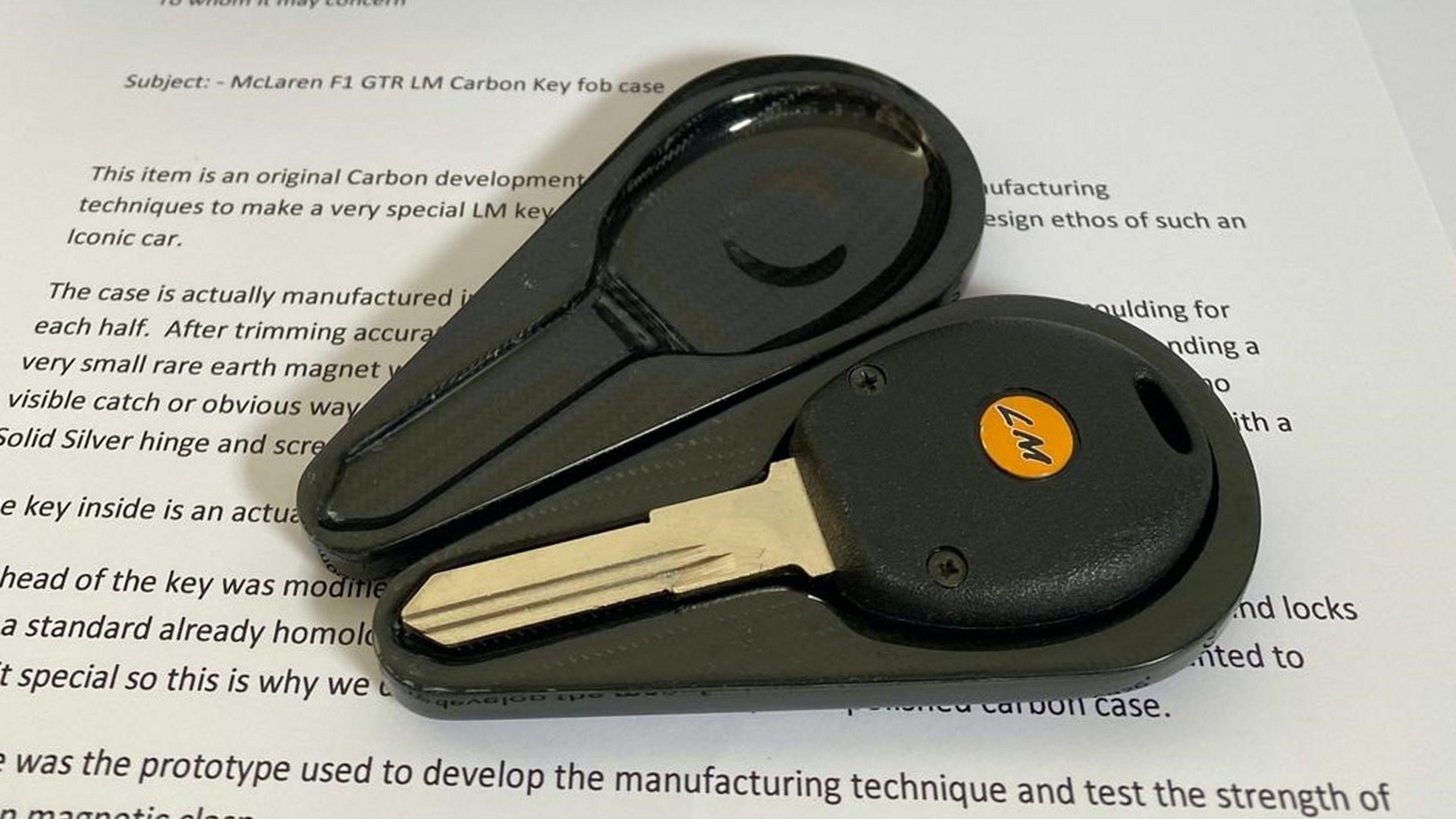 Prototipo de la llave de un McLaren F1 LM a subasta