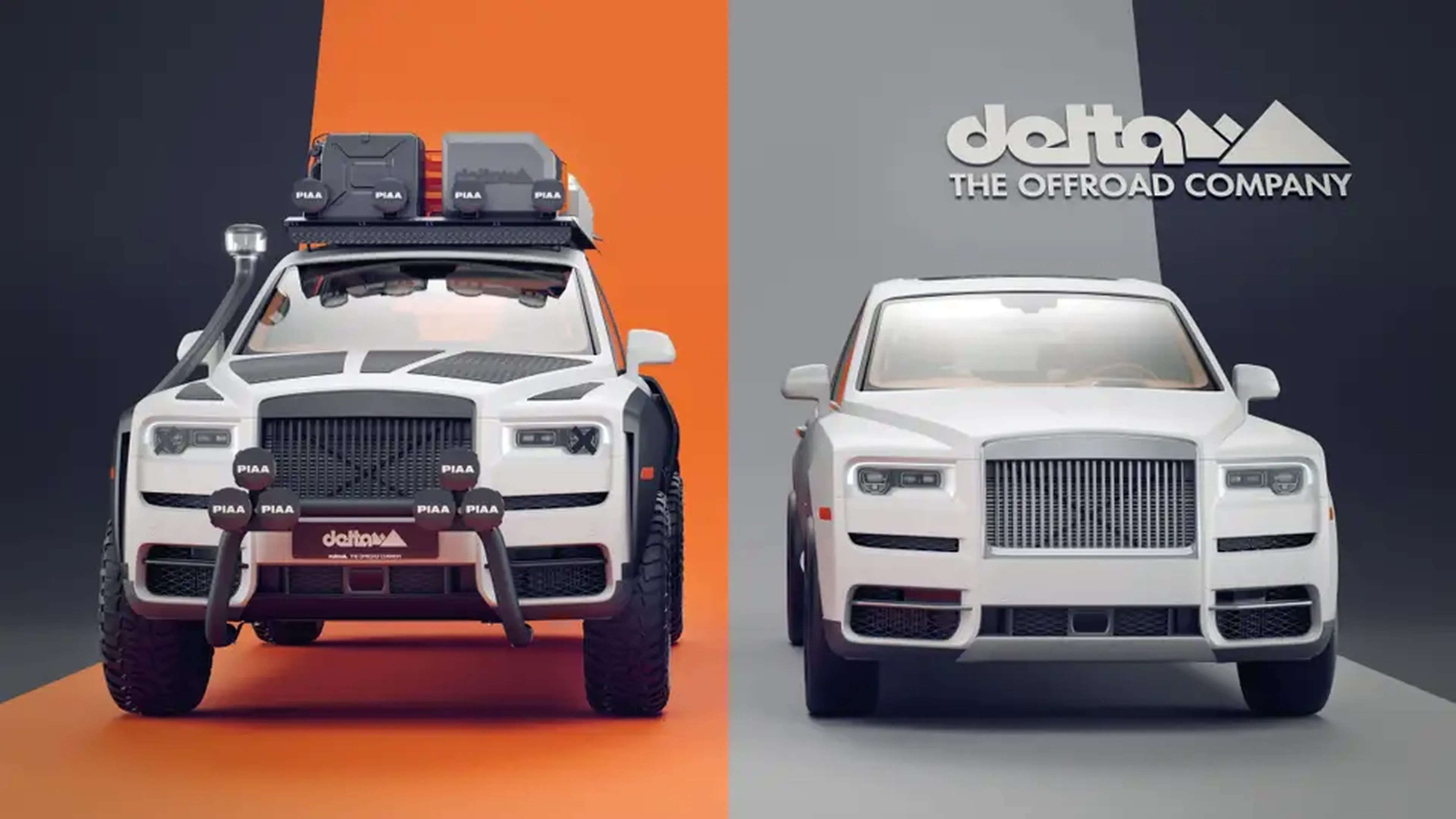 Comparativa entre el Rolls-Royce Cullinan de delta4x4 (izquierda) y el original (derecha).