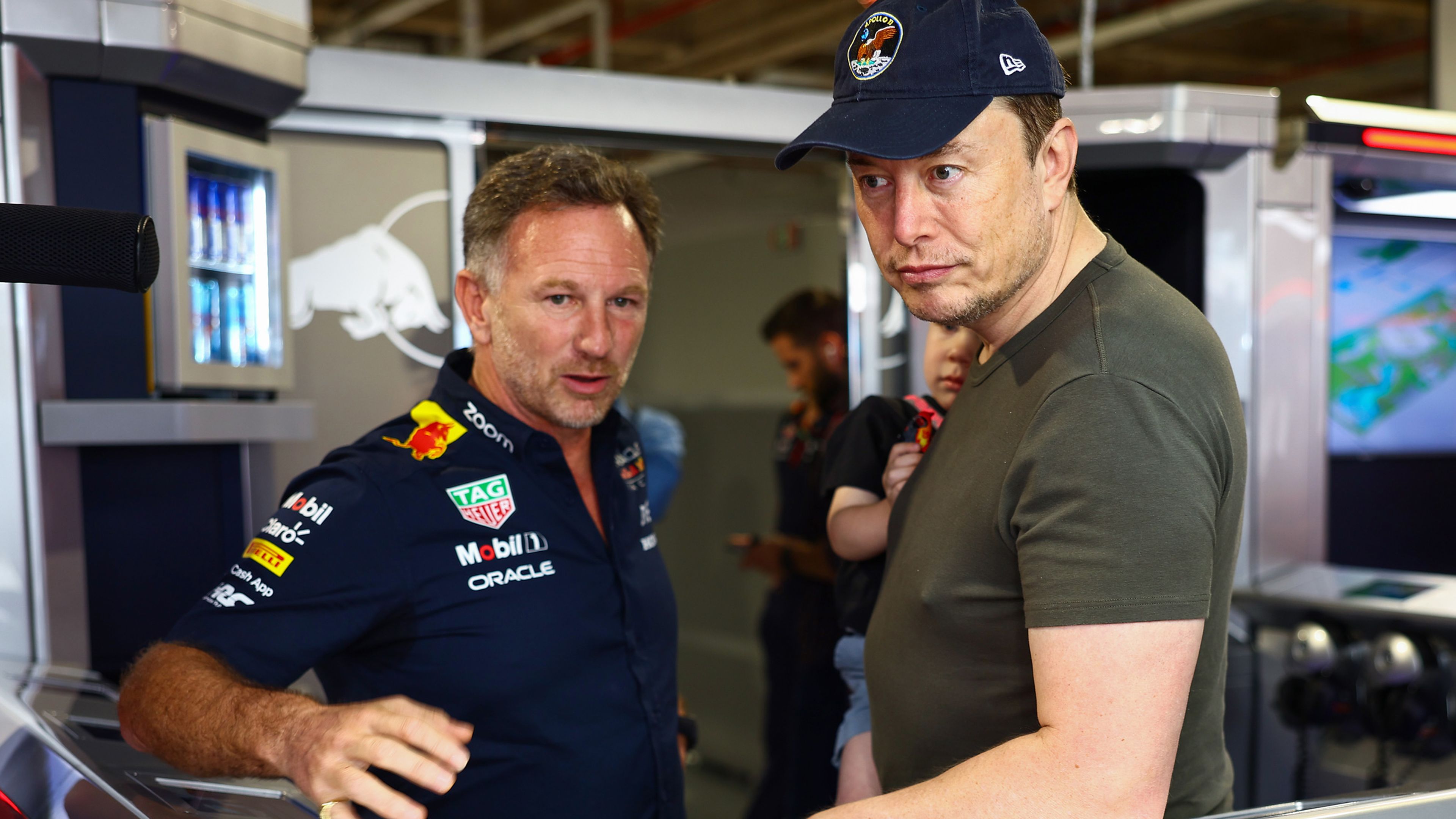 Christian Horner y Elon Musk en el GP de Miami de Fórmula 1 2023