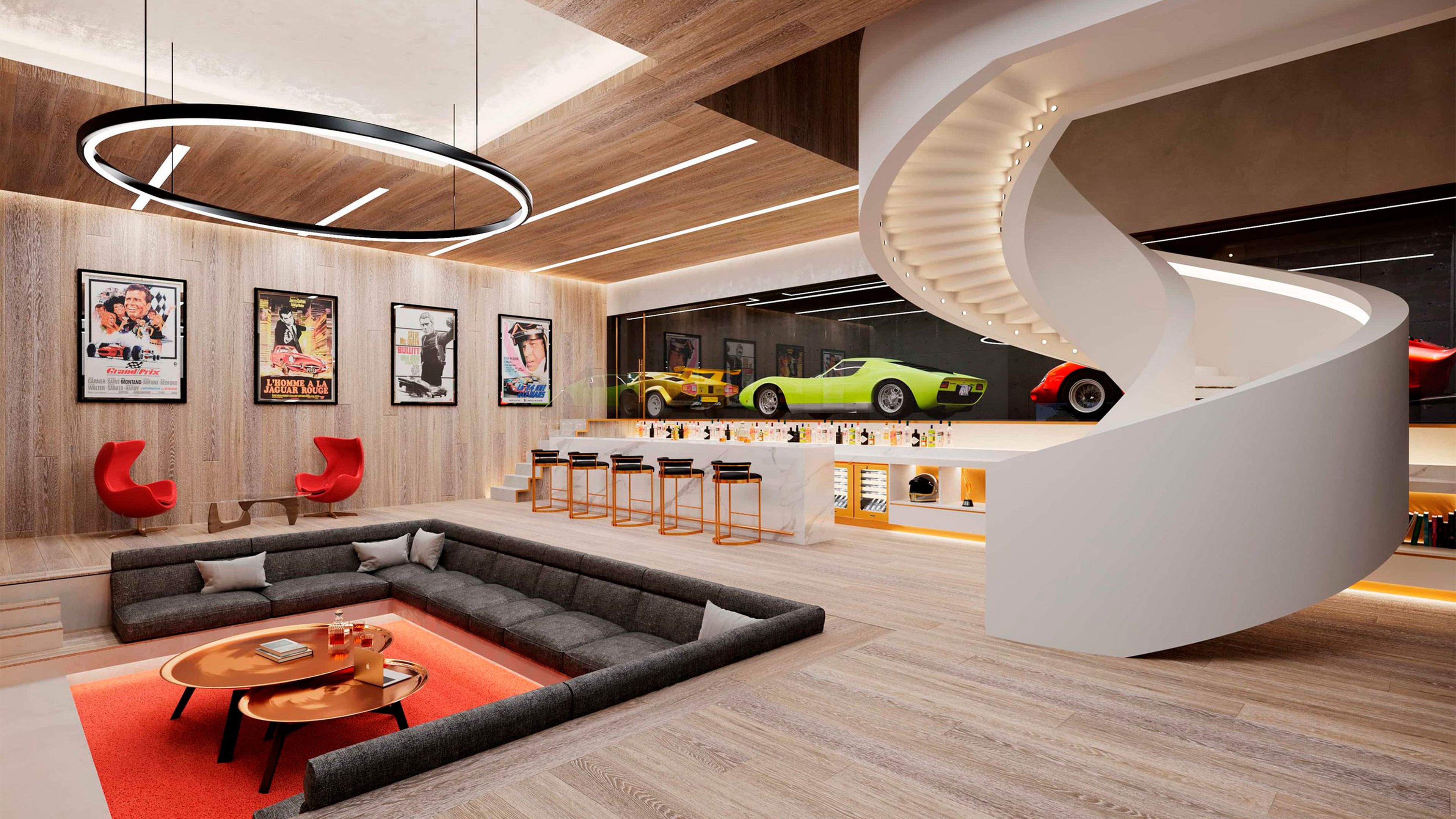 Proyecto de arquitectura con coches de lujo, Garage Deluxe.