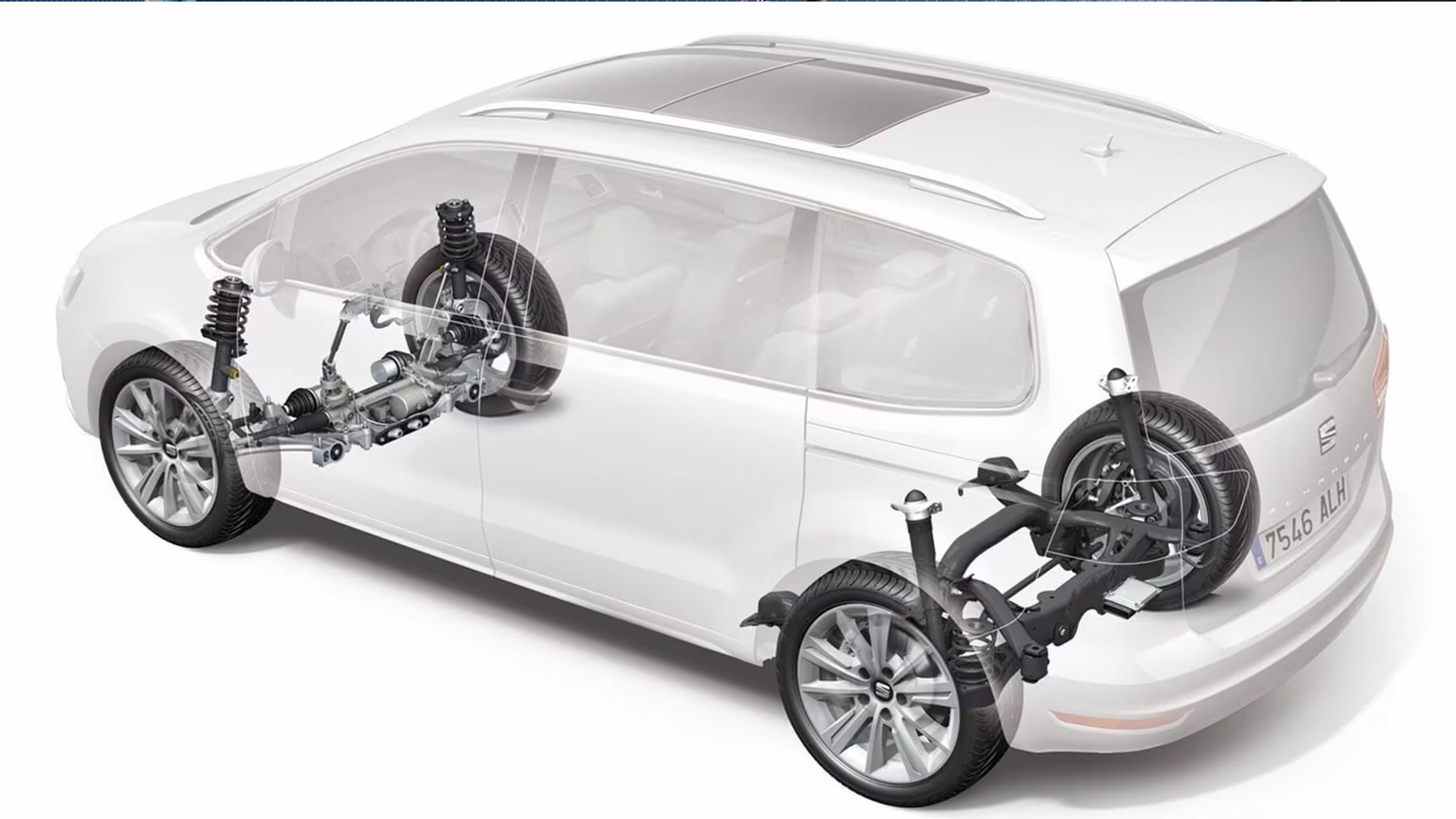 Esquema de tracción delantera de un Seat Alhambra