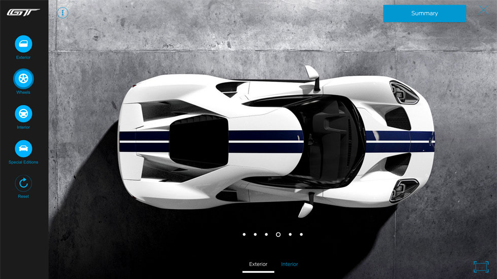Configurador Ford GT blanco