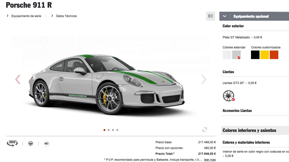 Configurador Porsche 911R