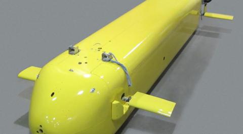 Aquí, una imagen del dron submarino en desarrollo entre GM y la Armada