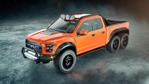 Hennessey VelociRaptor 6x6 naranja Hennessey VelociRaptor 6x6 pick-up camion brutal 4x4 todo terreno Ford F-150